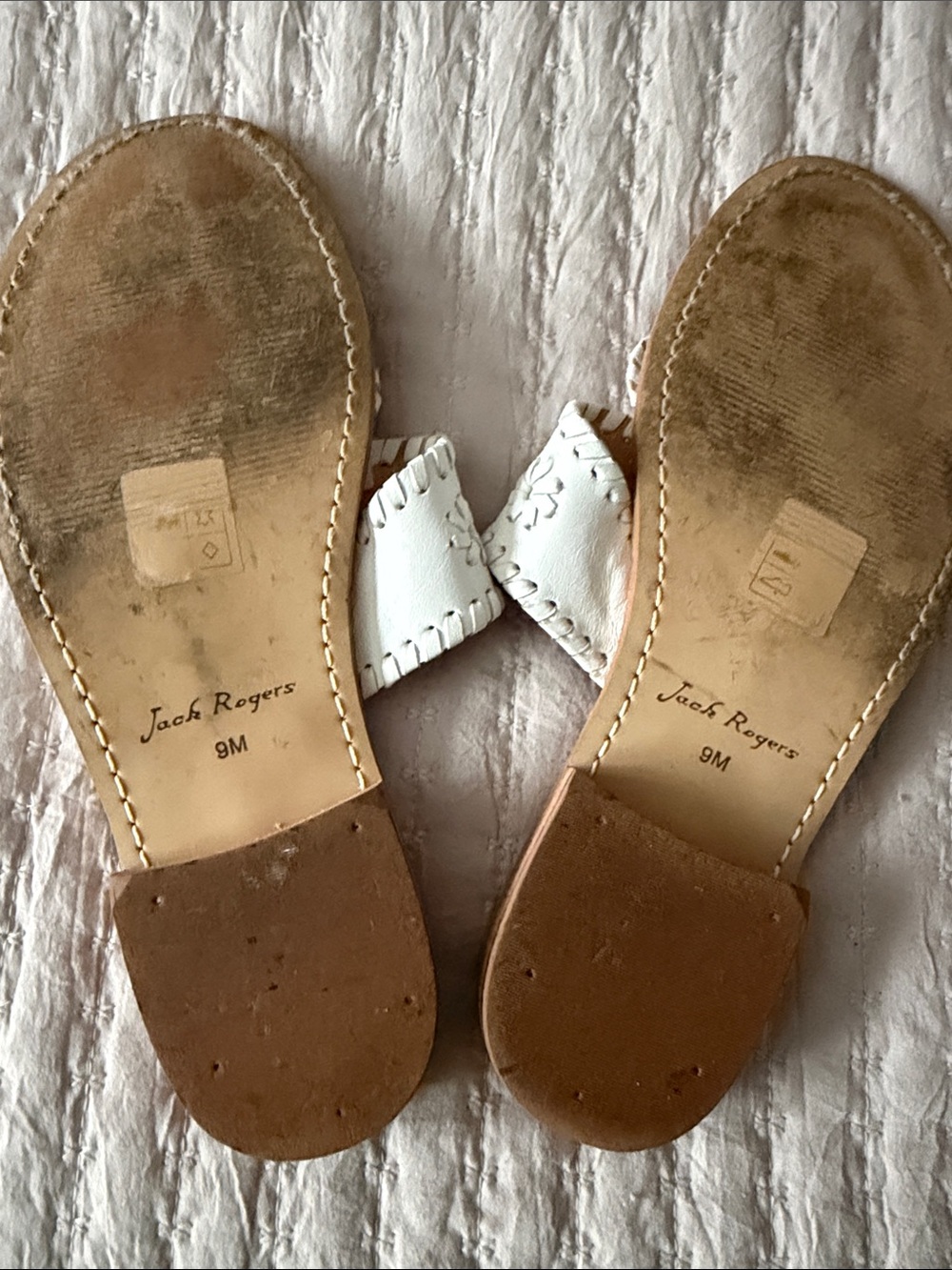 Jack Rogers Iconic White Leather Toe-Post Sandals 9 ❤️ - Picture 4 of 7